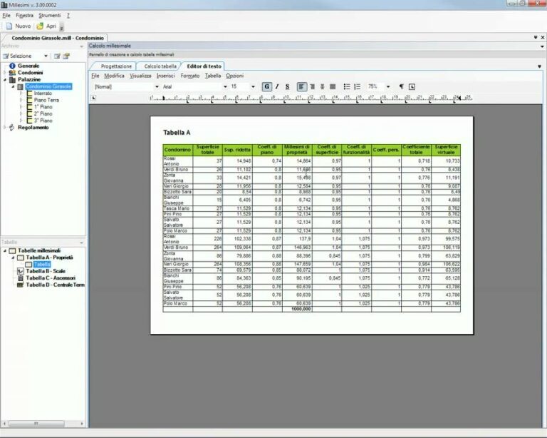Foglio excel tabelle millesimali gratis