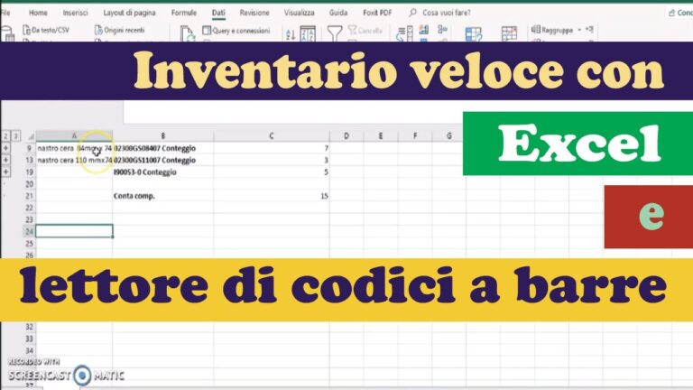 Lettore codice a barre excel