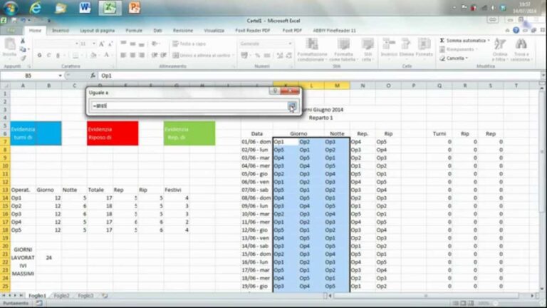 Orario di lavoro excel 2010