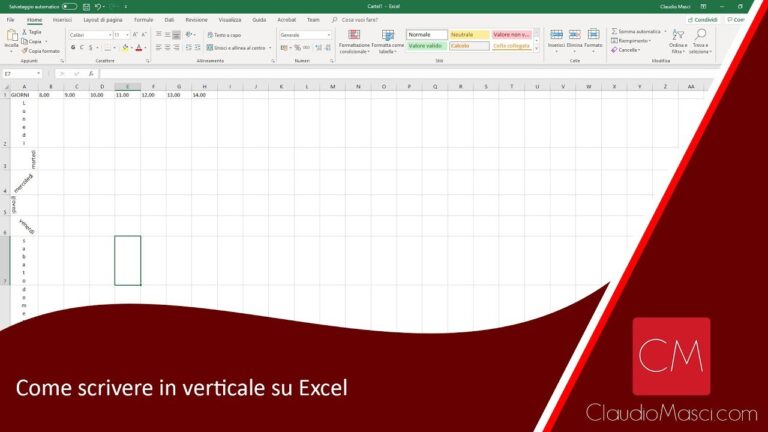 Come scrivere in verticale su excel