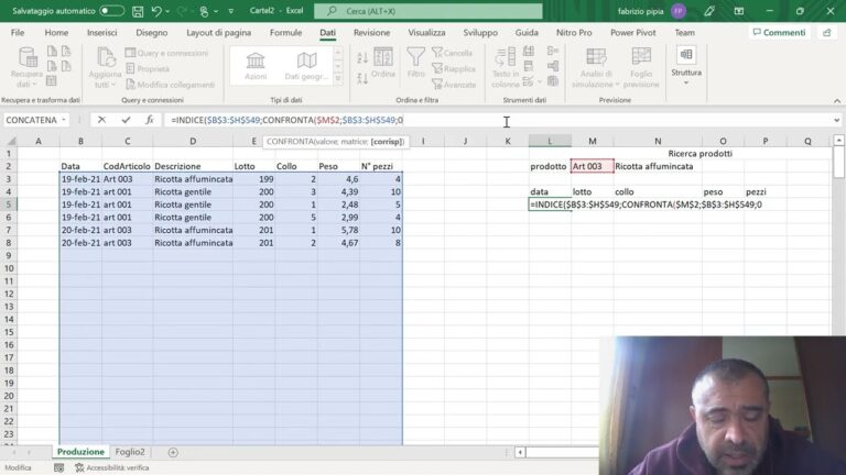 Gestione lotti di produzione excel