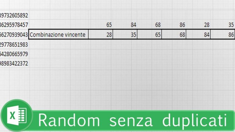 Excel numeri casuali senza ripetizioni