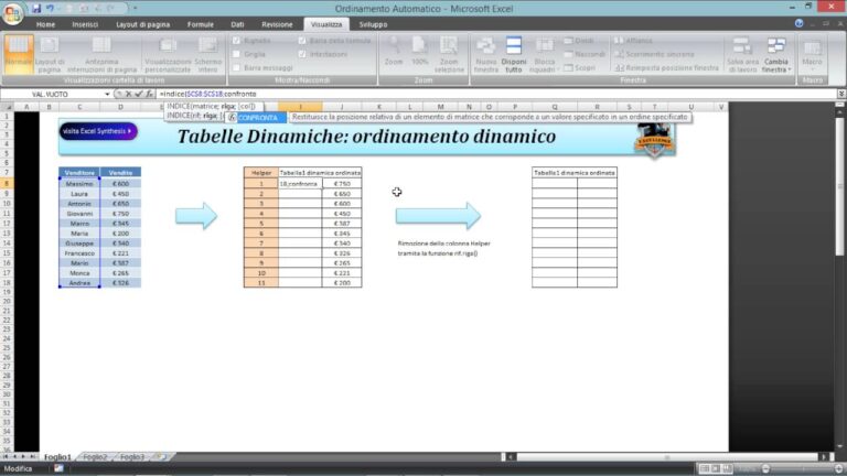 Ordinare righe excel in automatico