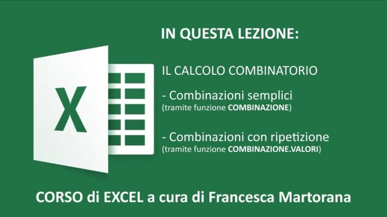 Generare tutte le possibili combinazioni excel