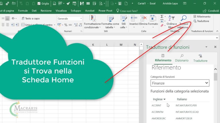 Traduzione funzioni excel inglese italiano