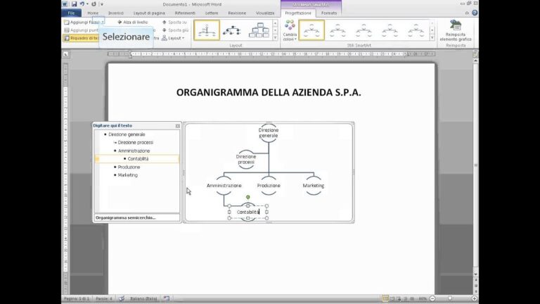 Fac simile organigramma aziendale excel