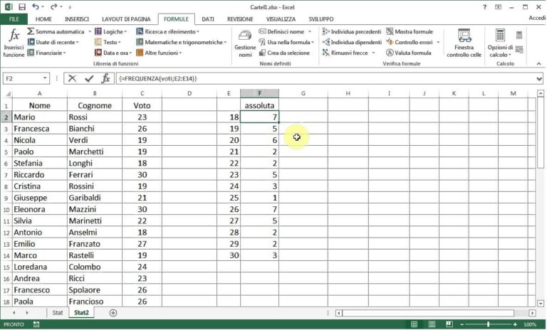 Laboratorio di statistica con excel