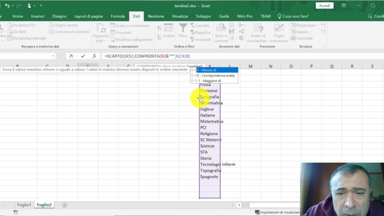 Excel menu a tendina con filtro