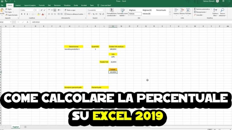Excel percentuale di un numero