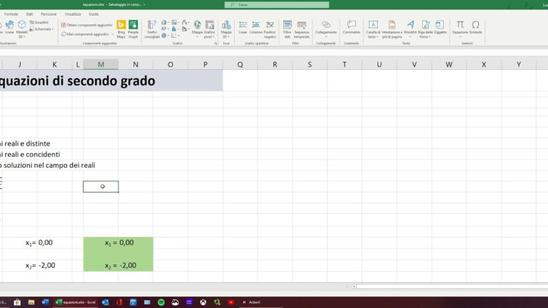 Equazioni di secondo grado con excel