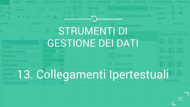Collegamento ipertestuale excel tra fogli